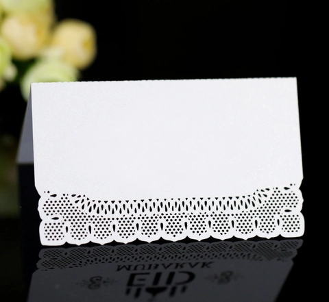 Laser Geschnitten Spitze Tischkarten Perlmuttpapier Namenskarten Für Hochzeit Bankett Party Eid Mubarak Gäste Platzkarten