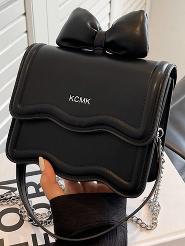 Dames Strik Mini Crossbody Tas Golfrand PU Leer Kleine Vierkante Tas Met Ketting Mode Lippenstifttas Party Portemonnee