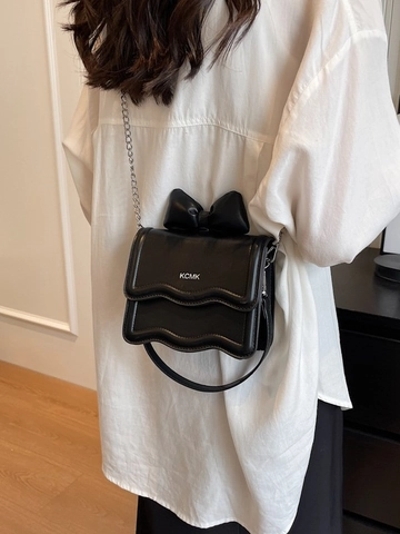 Dames Strik Mini Crossbody Tas Golfrand PU Leer Kleine Vierkante Tas Met Ketting Mode Lippenstifttas Party Portemonnee