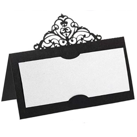 Laser Cut Hollow Crown Table Place Cards Pearl Paper Name Cards For Wedding Party Banquet Elegant Table Decorations