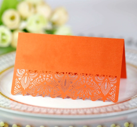 Laser Cut Lace Flower Wedding Place Cards Pearlescent Paper Table Name Cards For Banquet Party Dinner Seating Decoration