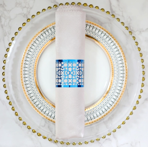Reflective Paper Napkin Rings Laser Cut Hollow Out Geometric Pattern Napkin Holder For Wedding Party Banquet Table Decoration
