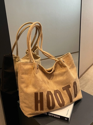 Borsa Tote in Pelle PU di Grande Capacità per Donna Borsa a Tracolla Vintage con Applicazione di Lettere per Pendolari Scuola