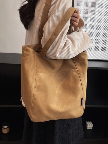 Damen Große Kapazität Canvas Tragetasche Minimalistisch Reißverschluss Schultertasche Lässig Student Schultasche Mode Handtasche
