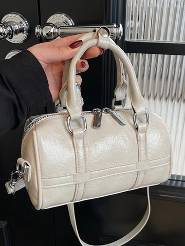 Women Casual PU Leather Boston Shoulder Bag Fashion Soft Pillow Shape Handbag With Detachable Strap Solid Color Crossbody Purse