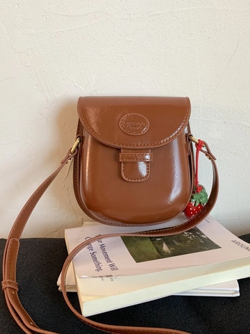 Borsa a Sella Mini in Pelle PU Retrò per Donna Con Ciondolo a Fragola Vintage Borsa a Tracolla Piccola per Uso Quotidiano
