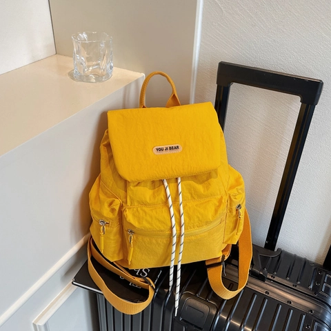 Mode Casual Rucksack Große Kapazität Für Studenten Schule Reisen Pendeln Nylon Multi Tasche Rucksack Mit Kordelzug Klappe