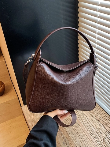 Vintage Litchi Grain PU Crossbody Bag Women Fashion Soft Small Square Handbag Pleats Shoulder Bag For Daily Commuting