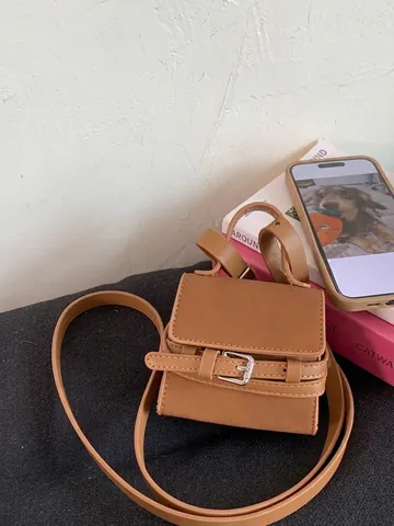 Bolso de Bandolera Cuadrado Mini de Moda para Mujer de Cuero PU con Asa Superior Bolso de Mensajero Pequeño con Detalle de Hebilla