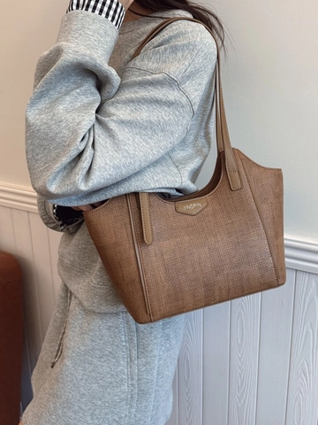 Borsa Tote Vintage in Pelle PU Trama Intrecciata da Donna Borsa a Spalla Grande Capacità Con Manico Elegante Pendolare