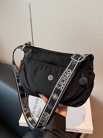 Vrouwen Koreaanse Stijl Lichtgewicht Canvas Crossbody Tas Multi Layer Veelzijdige Casual Kleine Vierkante Schoudertas Met Brede Band