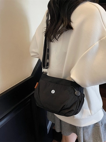 Vrouwen Koreaanse Stijl Lichtgewicht Canvas Crossbody Tas Multi Layer Veelzijdige Casual Kleine Vierkante Schoudertas Met Brede Band