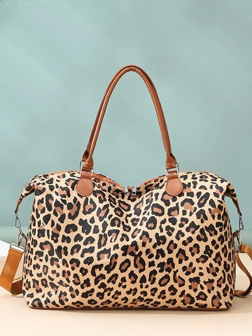 Large Capacity Women Travel Bag Oxford Cloth Waterproof Handbag Leopard Cow Print Weekend Duffel Bag Sport Yoga Storage Shoulder Bag
