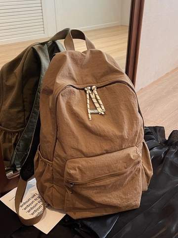 Zaino Scolastico in Nylon a Tinta Unita per Studenti Scuole Superiori Grande Capacità Leggero Casual Zaino da Viaggio Stile Preppy