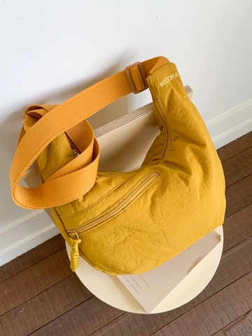 Women Lightweight Nylon Half Moon Crossbody Bag Large Capacity Hobo Shoulder Bag Casual Travel Dumpling Bag Adjustable Strap