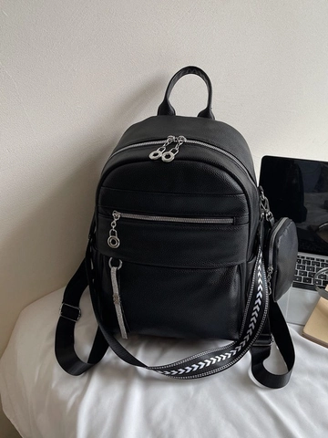 Vintage PU Leather Litchi Texture Backpack For Women Fashion Large Capacity School Bag With Geometric Strap Everyday Casual Daypack