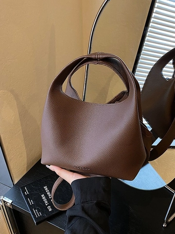 Sac Seau en Cuir PU Rétro pour Femmes Sac à Main Motif Litchi avec Bandoulière Réglable Sac à Bandoulière Mode pour Trajet Quotidien
