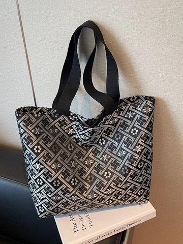 Women Fashion PU Leather Geometric Monogram Tote Bag Large Capacity Casual Shoulder Bag Commute Handbag Daily Use Shopping Bag
