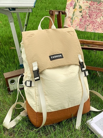 Leichter Nylon-Farbblock-Rucksack Wasserabweisend Reise-Tagesrucksack Outdoor Wanderrucksack College-Schultasche Für Damen Herren
