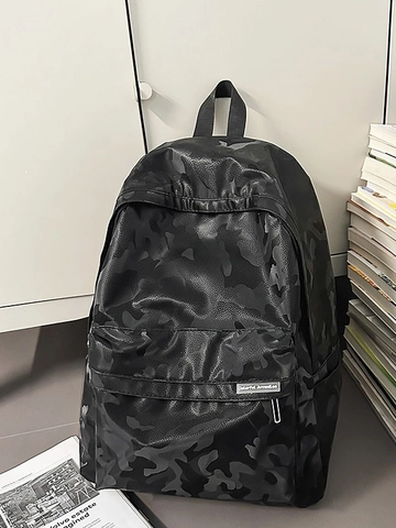 Camouflage Printed Waterproof Backpack Large Capacity Schoolbag For Junior High University Students Nylon Travel Daypack