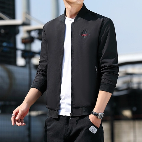 Herren Casual Bomberjacke Mit Kanada Ahornblatt Bedruckt Slim Fit Stehkragen Leichte Herbst Baseball Outdoorjacke
