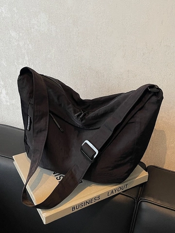 Large Capacity Pleated Nylon Crossbody Bag For Women Men Casual Minimalist Hobo Bag With Adjustable Wide Strap
