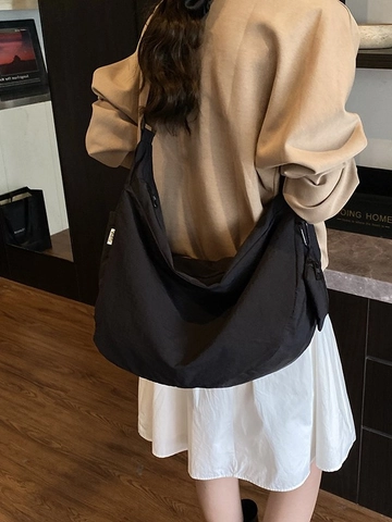 Large Capacity Pleated PU Leather Dumpling Crossbody Bag For Women Casual Solid Color Hobo Bag With Mini Pouch Commute Shoulder Bag