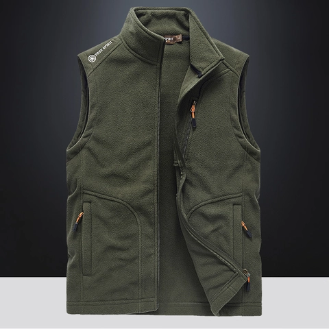 Gilet da Uomo in Pile Polare All'aperto Colletto Coreana Cerniera Giacca Senza Maniche Calda Foderata in Pile con Tasche