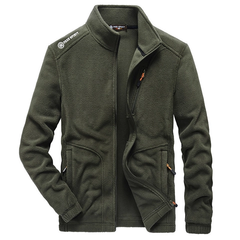 Veste en Polaire Chaude pour Hommes Col Montant Vêtement de Plein Air Décontracté Avec Poches Zippées Coupe Large Manteau