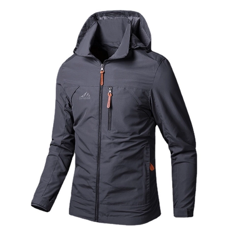 Giacca in Stile Militare da Uomo Outdoor in Poliestere Cappotto con Cappuccio Impermeabile Antivento Casual Sportivo per Autunno