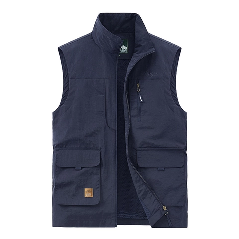 Gilet da Uomo Outdoor Multitasche Leggero ad Asciugatura Rapida Pesca Fotografia Collo Alto Taglie Forti Gilet