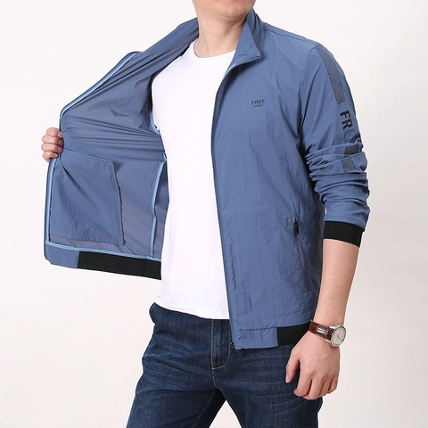 Heren Zonbeschermingsjas Lichtgewicht Sneldrogend Ademend Skin Jacket Letterprint Sportief Windjack Outdoor Casual Top