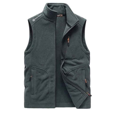 Gilet en Polaire pour Hommes Chaud Coupe-vent Col Montant Veste Sans Manches Avec Poches pour la Randonnée Décontractée Sportive