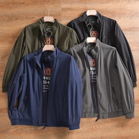 Herren Leichtgewicht Nylon Jacke Mit Stehkragen Winddicht Casual Outdoor Reißverschluss Mantel Rippbündchen Dünn Atmungsaktiv Windjacke