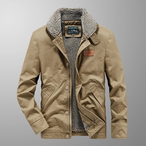 Men American Retro N1 Deck Jacket Sherpa Fleece Lined Cotton Outerwear Winter Thick Warm Workwear Coat With Badge Patch