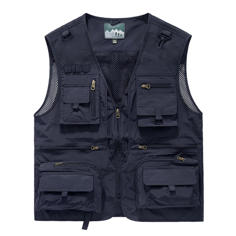 Men's Outdoor Multi-Pocket Fishing Photography Vest Mesh Breathable Quick-Dry Casual Tooling Waistcoat For Men Sports