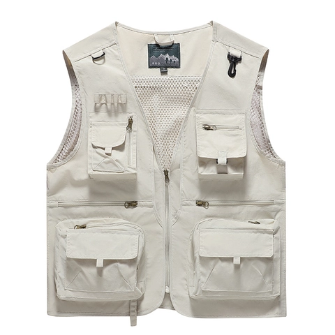 Gilet da Uomo Outdoor con Tasche Multiple Pesca Fotografia Gilet in Rete Traspirante Asciugatura Rapida Nylon Leggero Scollo a V Casual Sportivo Senza Maniche Giacca