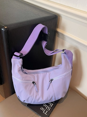 Bolso de Hombro Hobo Ligero para Mujer Minimalista Forma de Dumpling de Tela Color Sólido Bolso de Gran Capacidad