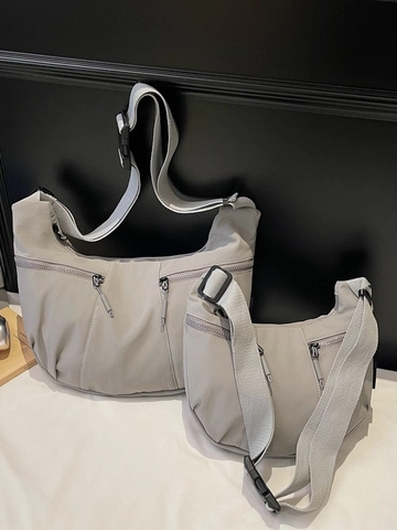 Bolso de Hombro Hobo Ligero para Mujer Minimalista Forma de Dumpling de Tela Color Sólido Bolso de Gran Capacidad