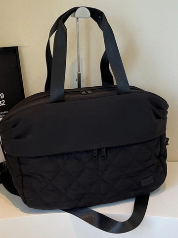 Large Capacity Quilted Nylon Travel Bag For Women Korean Fashion Gym Yoga Tote Shoulder Handbag Lightweight Dry Wet Separation