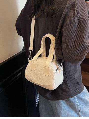 Damen Casual Nylon Schalentasche Umhängetasche Minimalistisch Nähte PU Leder Schultertasche Für Reisen Alltag Handtasche
