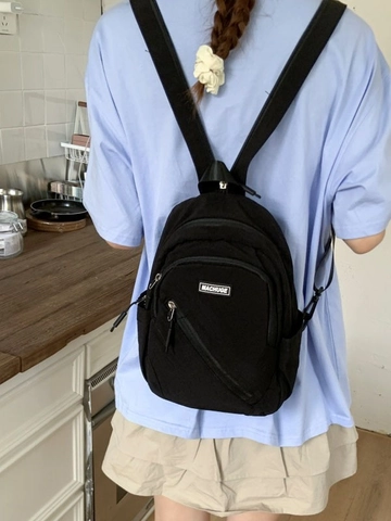 Women's Fashion Mini Backpack Lightweight Pleated Canvas Travel Chest Bag Casual Crossbody Shoulder Bag For Women Outing