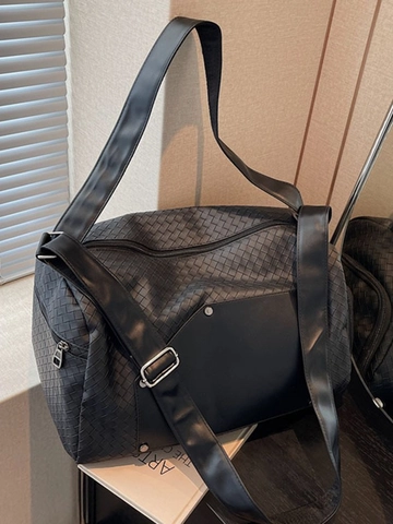 Gewebte Reisetasche Damen Groß Kapazität PU Leder Umhängetasche Mit Schuhfach Trocken Nass Trennung Sporttasche