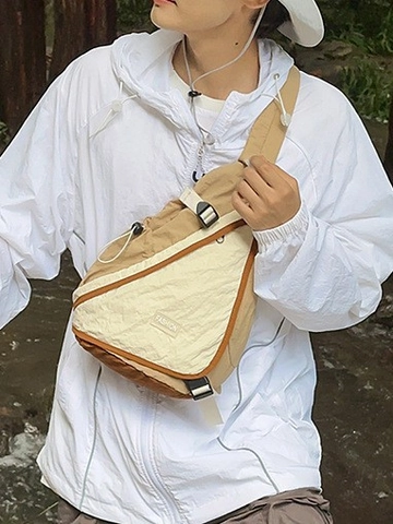 Borsa a Tracolla da Donna in Nylon alla Moda Borsa da Petto Casual Outdoor Color Block Leggera per Viaggi Trekking Ciclismo