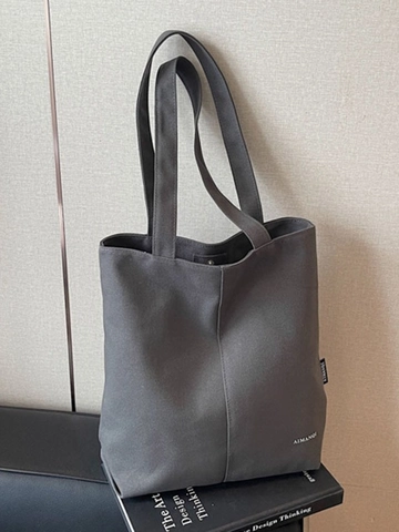 Bolso Tote de Lona para Mujer Minimalista Gran Capacidad Bolso de Hombro Casual Color Sólido Bolso de Mano de Moda