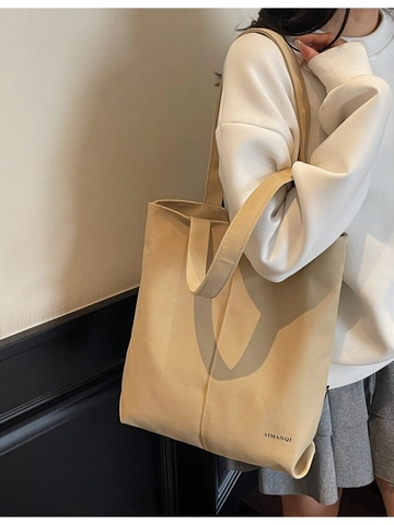 Bolso Tote de Lona para Mujer Minimalista Gran Capacidad Bolso de Hombro Casual Color Sólido Bolso de Mano de Moda