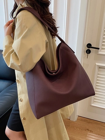 Borsa Tote in Pelle PU di Grande Capacità Borsa a Tracolla Hobo Minimalista per Donna Pendolarismo Ufficio Moda Quotidiana
