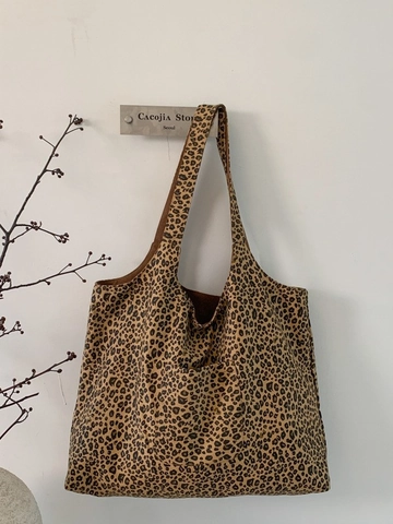 Bolso de Mano de Lona con Estampado de Leopardo de Gran Capacidad para Mujer Bolso de Hombro Casual Vintage de Tela Suave