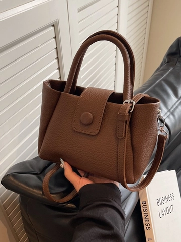 Damen Mode Litschi Textur PU Leder Umhängetasche Kleine Eimertasche Mit Abnehmbarem Schultergurt Pendeln Alltagstasche