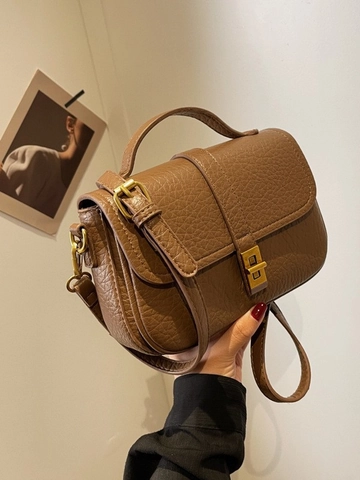 Borsa a Tracolla Vintage da Donna in Pelle PU con Grana Litchi Serratura in Metallo Oro Tracolla Regolabile Moda Borsa a Mano
